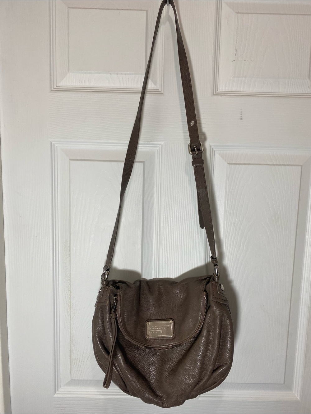 Marc by Marc Jacobs Pebbled Leather Crossbody in Taupe Gray Flawed
